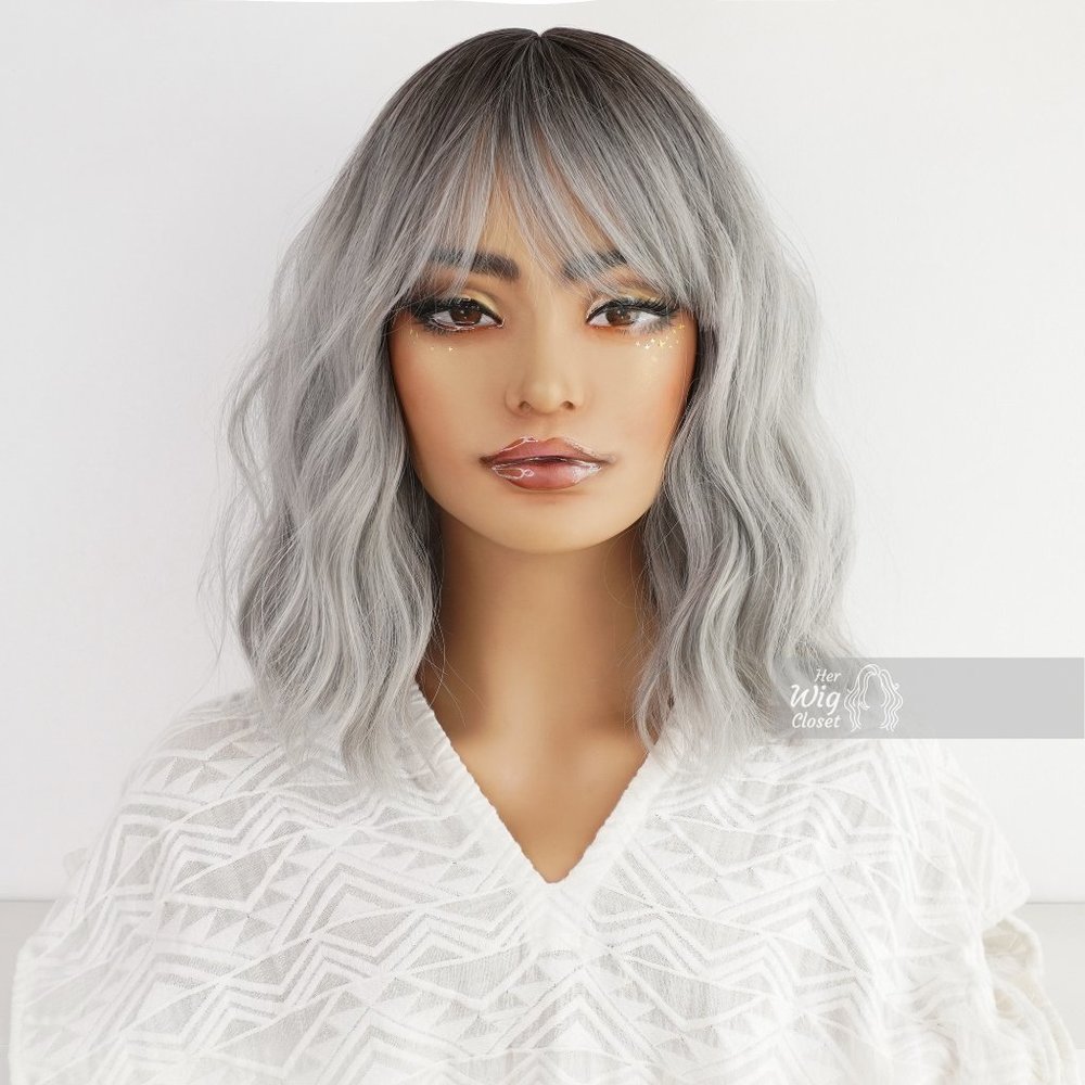 Dark Roots Silver Ombre Wavy Wig with Bangs | Mothers Day Gift | Ororo